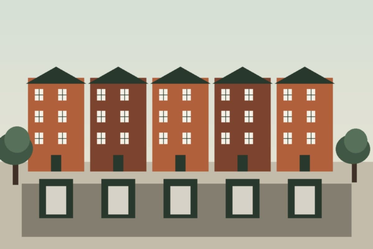 Illustrative rear service lane with garages behind Derry Lane Towns townhomes