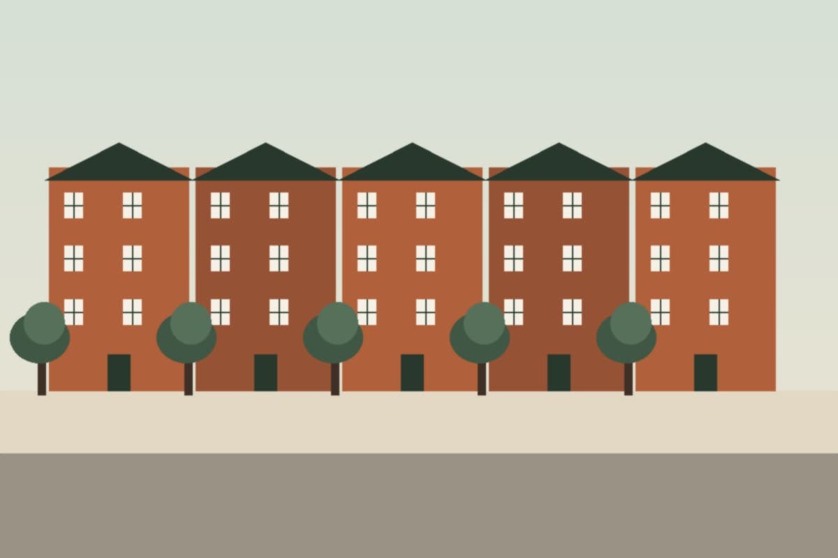Illustrative street-facing townhomes at Derry Lane Towns in Meadowvale Village